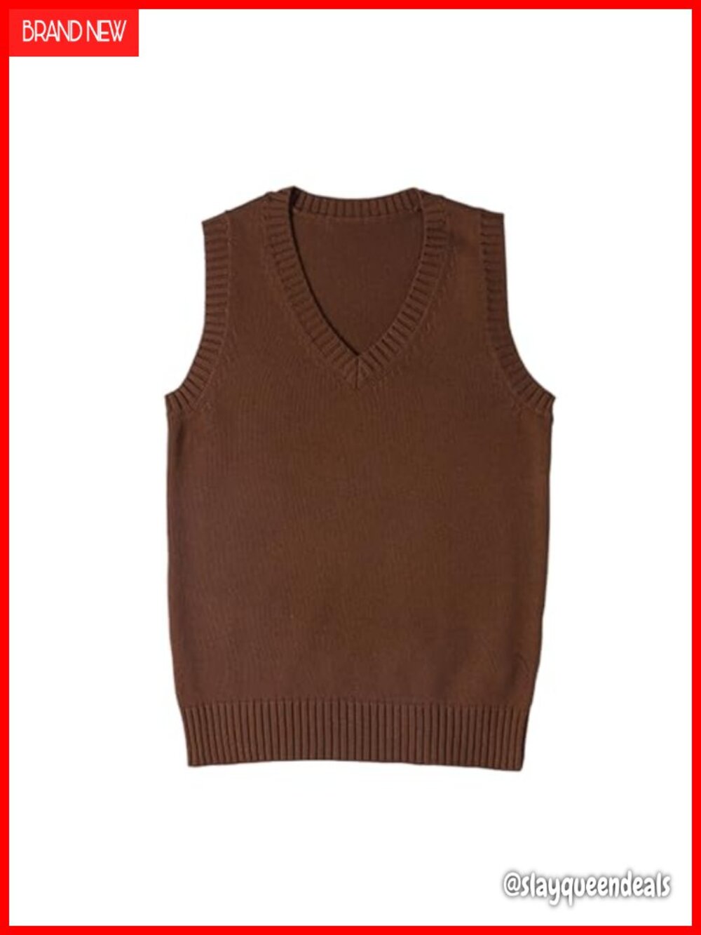 Sweater Vest Classic V-Neck Sleeveless Knit Pullover Top Uniform Casual